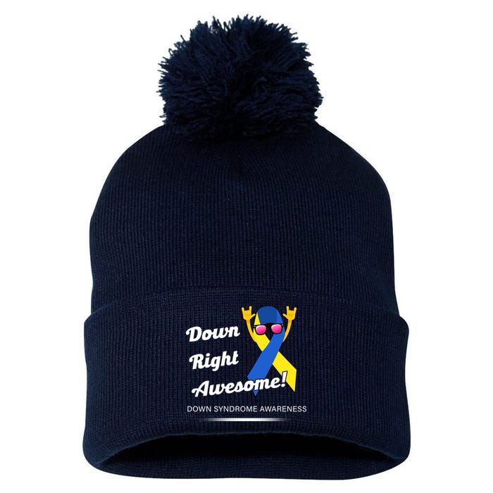 Down Right Awesome Down Syndrome Pom Pom 12in Knit Beanie