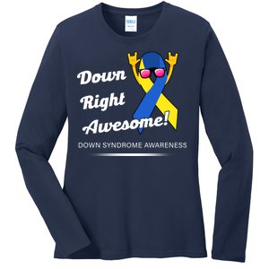 Down Right Awesome Down Syndrome Ladies Long Sleeve Shirt