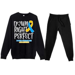 Down Right Perfect - Down Syndrome Awareness Premium Crewneck Sweatsuit Set