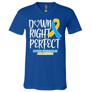 Down Right Perfect - Down Syndrome Awareness V-Neck T-Shirt