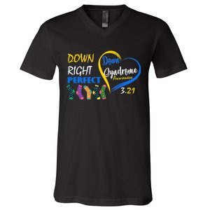 Down Right Perfect Down Syndrome V-Neck T-Shirt