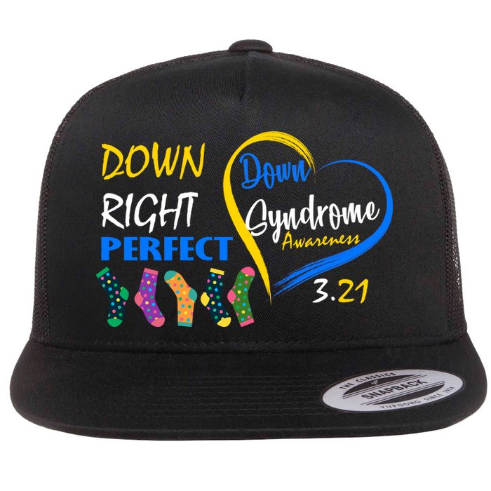 Down Right Perfect Down Syndrome Flat Bill Trucker Hat