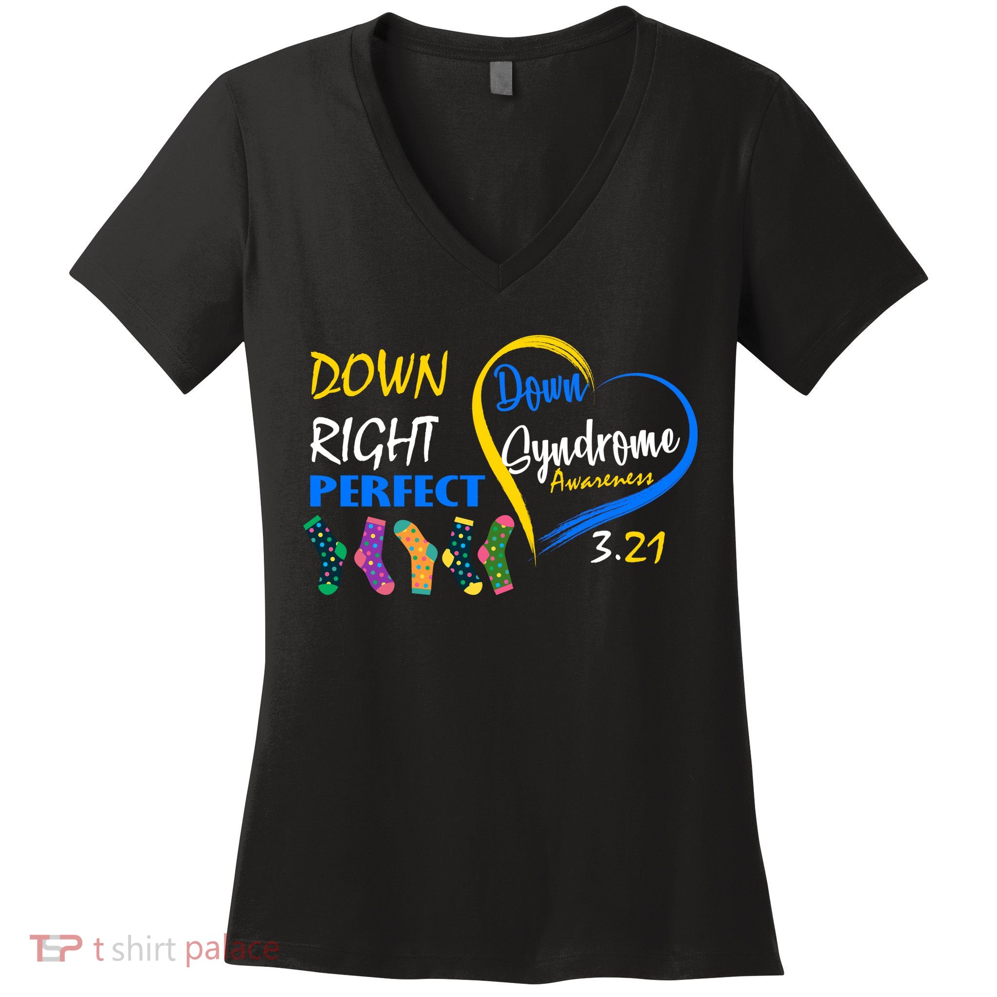Down Right Perfect Down Syndrome Women's V-Neck T-Shirt