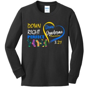 Down Right Perfect Down Syndrome Kids Long Sleeve Shirt