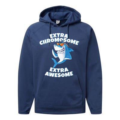 Down Syndrome - Extra Chromosome Shark Performance Fleece Hoodie