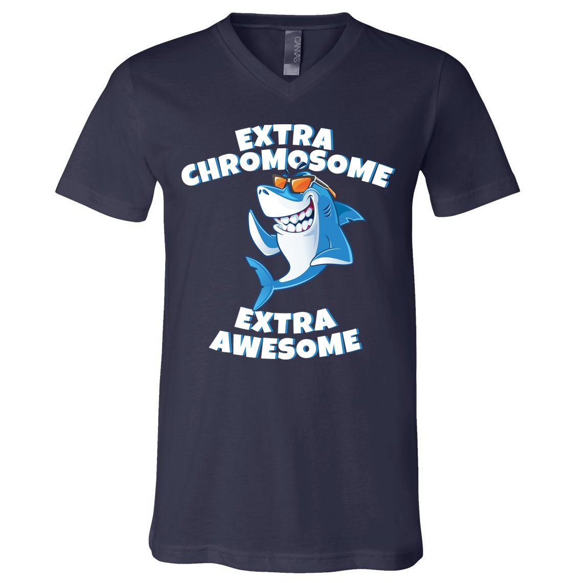 Down Syndrome - Extra Chromosome Shark V-Neck T-Shirt