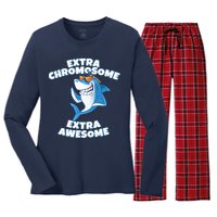 Down Syndrome - Extra Chromosome Shark Women's Long Sleeve Flannel Pajama Set 