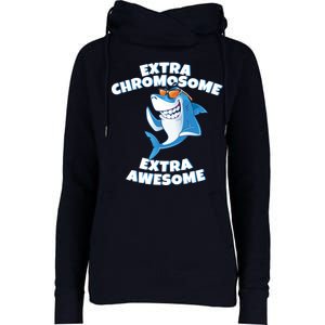 Down Syndrome - Extra Chromosome Shark Womens Funnel Neck Pullover Hood