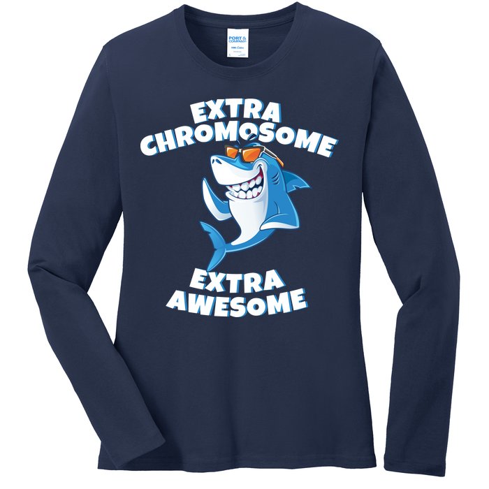 Down Syndrome - Extra Chromosome Shark Ladies Long Sleeve Shirt