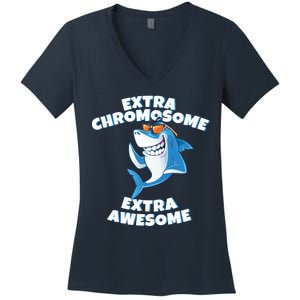 Down Syndrome - Extra Chromosome Shark Women's V-Neck T-Shirt