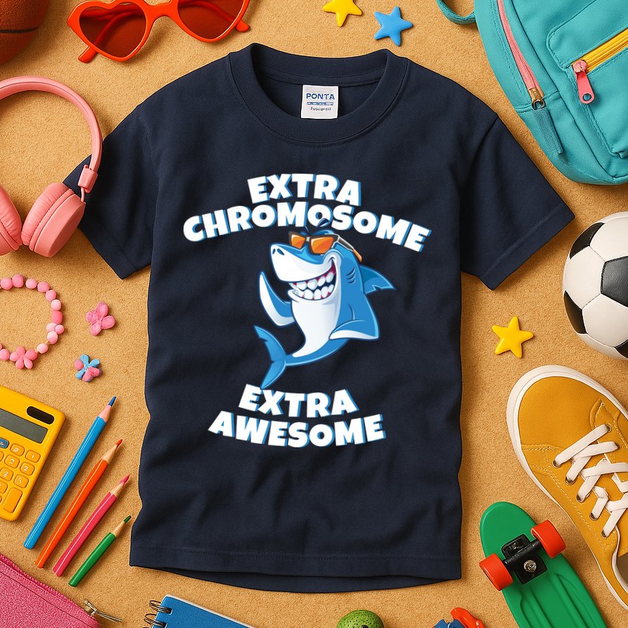Down Syndrome - Extra Chromosome Shark Kids T-Shirt
