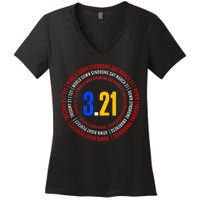 Down Syndrome 3.21 Shield Women's V-Neck T-Shirt