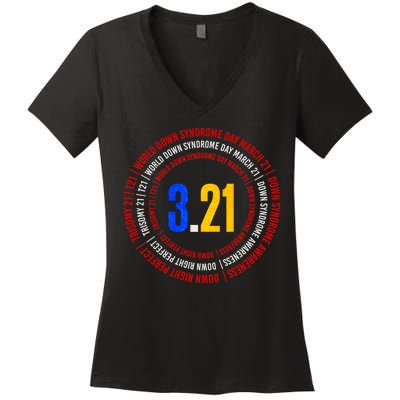 Down Syndrome 3.21 Shield Women's V-Neck T-Shirt