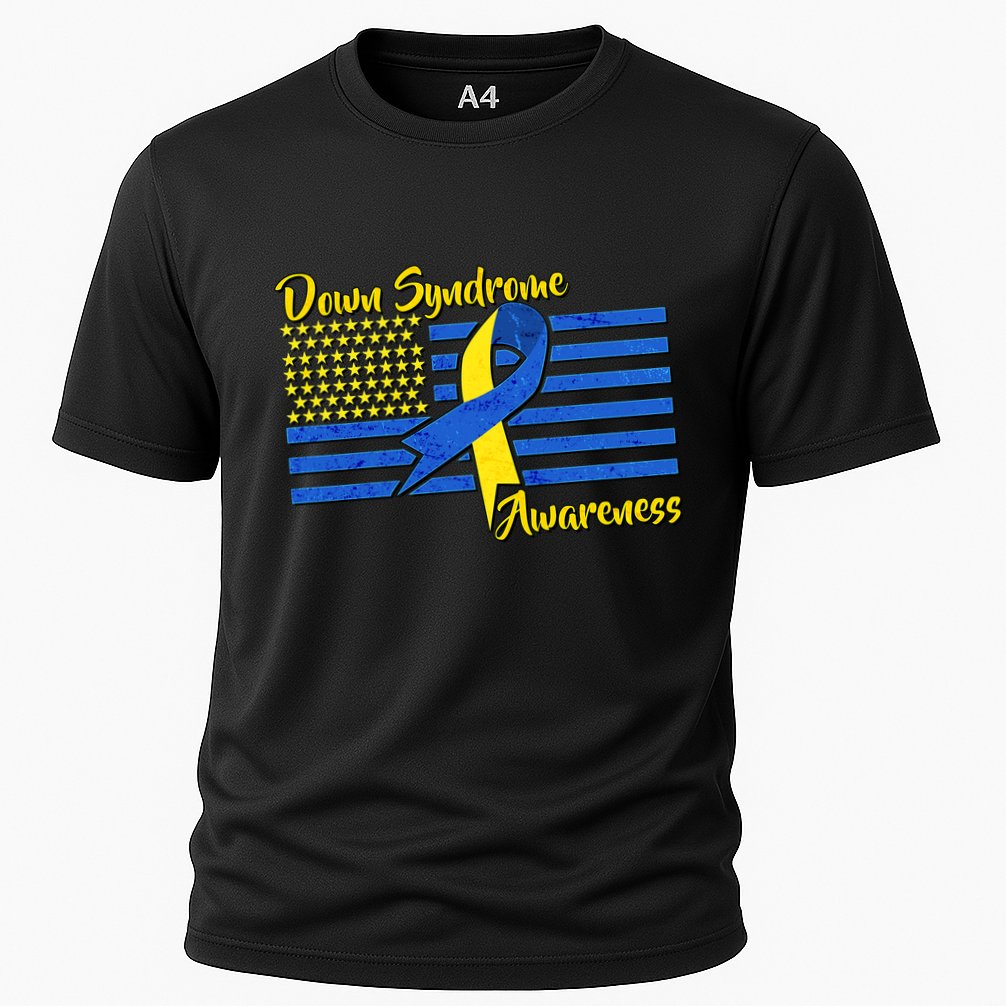 Down Syndrome American Flag Cooling Performance Crew T-Shirt