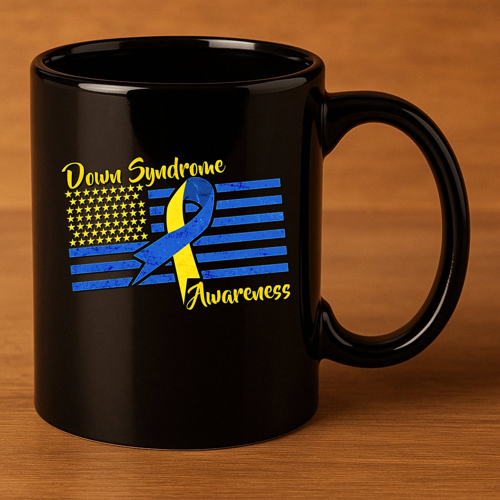 Down Syndrome American Flag 11oz C Handle Ceramic Mug