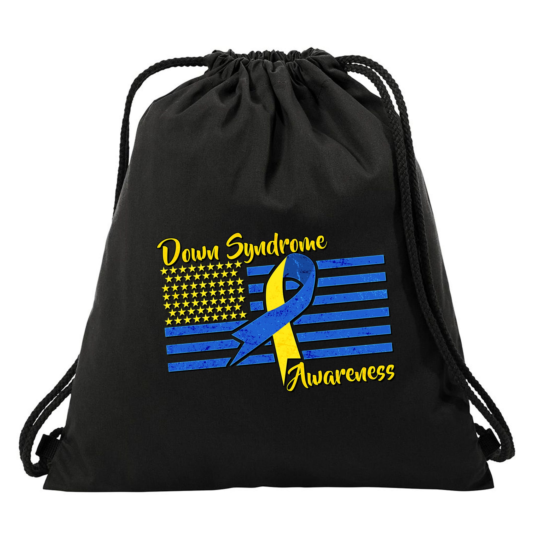 Down Syndrome American Flag Drawstring Bag