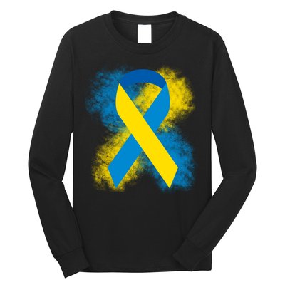 Down Syndrome Awareness Blue & Yellow Ribbon Long Sleeve Shirt