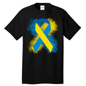 Down Syndrome Awareness Blue & Yellow Ribbon Tall T-Shirt