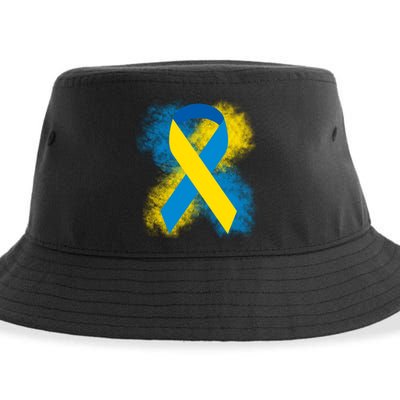 Down Syndrome Awareness Blue & Yellow Ribbon Sustainable Bucket Hat