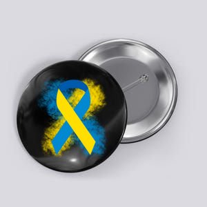 Down Syndrome Awareness Blue & Yellow Ribbon Button