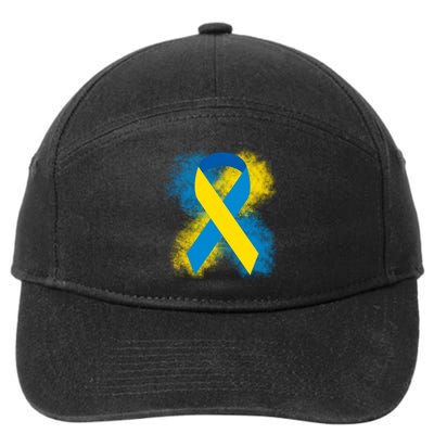 Down Syndrome Awareness Blue & Yellow Ribbon 7-Panel Snapback Hat