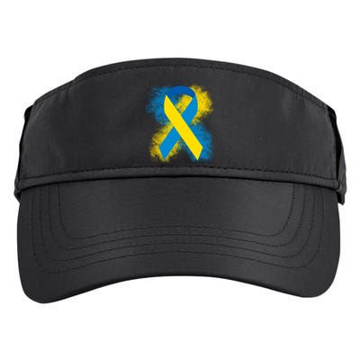 Down Syndrome Awareness Blue & Yellow Ribbon Adult Drive Performance Visor