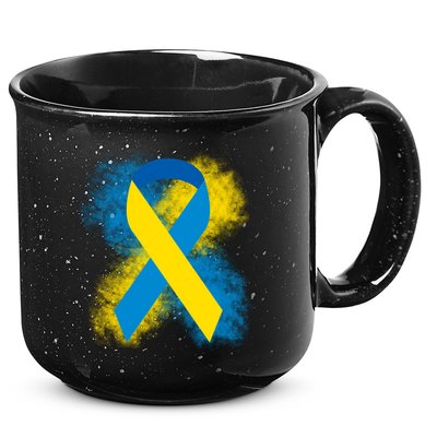 Down Syndrome Awareness Blue & Yellow Ribbon 15oz Campfire Ceramic Mug