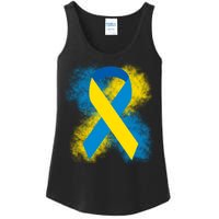 Down Syndrome Awareness Blue & Yellow Ribbon Ladies Essential Tank