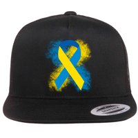 Down Syndrome Awareness Blue & Yellow Ribbon Flat Bill Trucker Hat