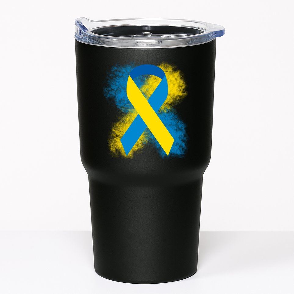 Down Syndrome Awareness Blue & Yellow Ribbon Tumbler