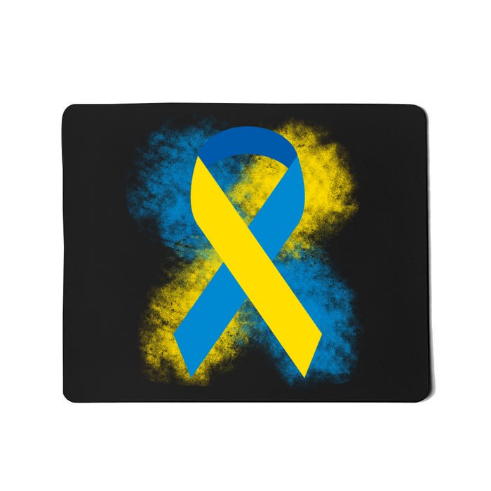 Down Syndrome Awareness Blue & Yellow Ribbon Mousepad