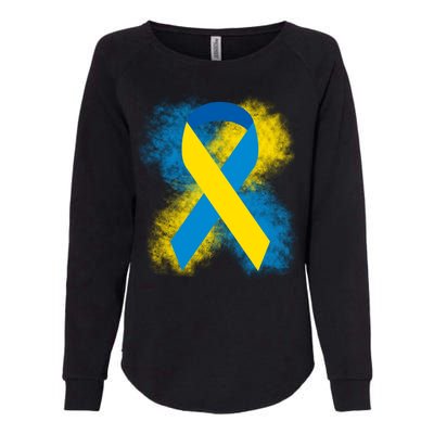 Down Syndrome Awareness Blue & Yellow Ribbon Womens California Wash Sweatshirt