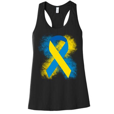 Down Syndrome Awareness Blue & Yellow Ribbon Women's Racerback Tank