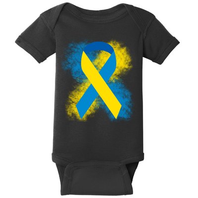 Down Syndrome Awareness Blue & Yellow Ribbon Baby Bodysuit