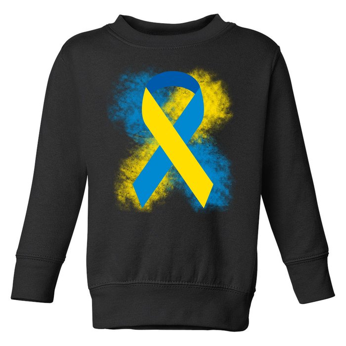 Down Syndrome Awareness Blue & Yellow Ribbon Toddler Sweatshirt