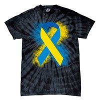 Down Syndrome Awareness Blue & Yellow Ribbon Tie-Dye T-Shirt