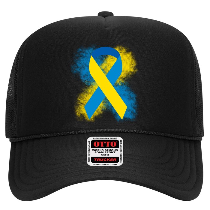 Down Syndrome Awareness Blue & Yellow Ribbon Trucker Hat
