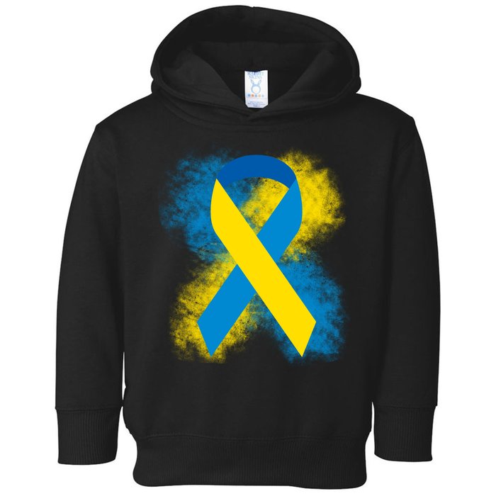 Down Syndrome Awareness Blue & Yellow Ribbon Toddler Hoodie