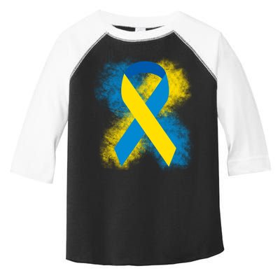 Down Syndrome Awareness Blue & Yellow Ribbon Toddler Fine Jersey T-Shirt