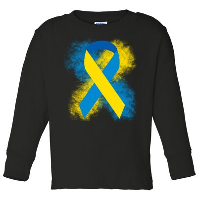 Down Syndrome Awareness Blue & Yellow Ribbon Toddler Long Sleeve Shirt