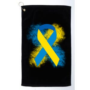 Down Syndrome Awareness Blue & Yellow Ribbon Platinum Collection Golf Towel