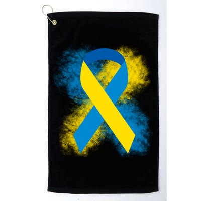 Down Syndrome Awareness Blue & Yellow Ribbon Golf Towel
