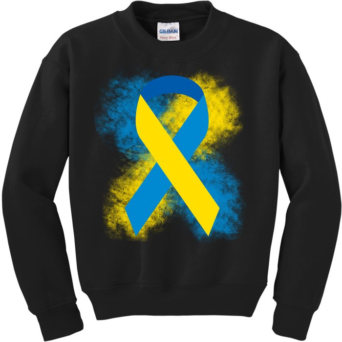 Down Syndrome Awareness Blue & Yellow Ribbon Kids Sweatshirt