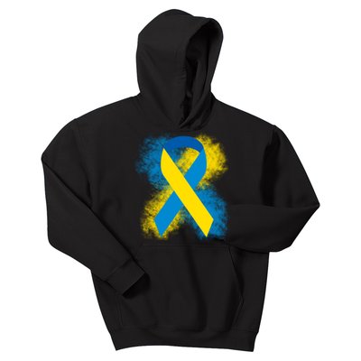 Down Syndrome Awareness Blue & Yellow Ribbon Kids Hoodie