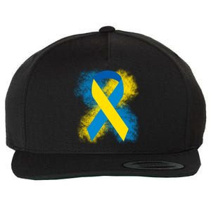 Down Syndrome Awareness Blue & Yellow Ribbon Wool Snapback Cap