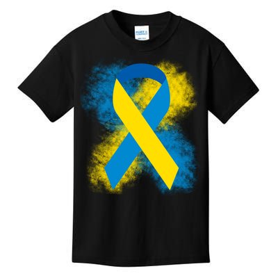 Down Syndrome Awareness Blue & Yellow Ribbon Kids T-Shirt