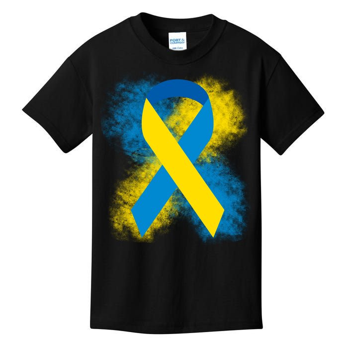 Down Syndrome Awareness Blue & Yellow Ribbon Kids T-Shirt