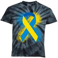 Down Syndrome Awareness Blue & Yellow Ribbon Kids Tie-Dye T-Shirt