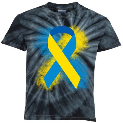 Down Syndrome Awareness Blue & Yellow Ribbon Kids Tie-Dye T-Shirt