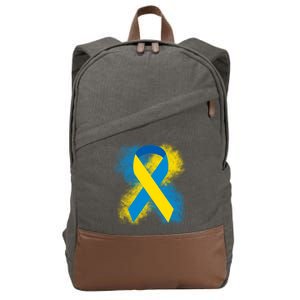 Down Syndrome Awareness Blue & Yellow Ribbon Cotton Canvas Backpack